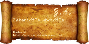 Zakariás Abdiás névjegykártya
